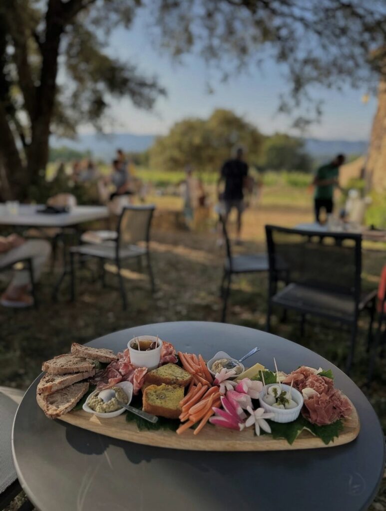 Soirée domaine Luberon planche apéro et vins du luberon